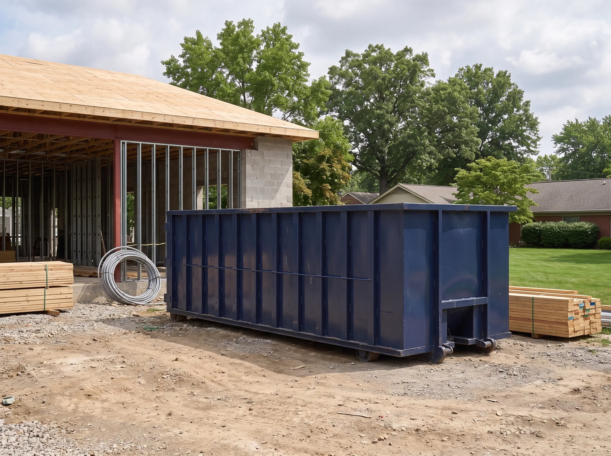 Roll-off dumpster being loaded in Chicago, IL